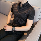 Men's Business Casual Slim Fit Striped Long Sleeve Shirt