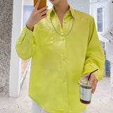 Men Summer Casual Glossy Long Sleeve Shirt