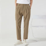 Men's Casual Solid Color Loose Straight Thin Cropped Pants