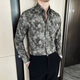 Men's Business Casual Slim British Floral Shirt