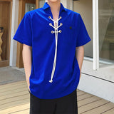 Drawstring Casual Short Sleeve Shirt