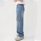 Men's Casual Side Holes Straight Leg Jeans