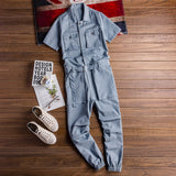 Men's Retro Casual Multi-Pocket Short Sleeve Coveralls