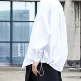 Men's Japanese Dark Bottom Drawstring Long Sleeve Shirt