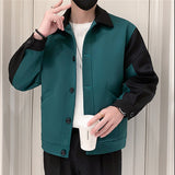 Men's Casual Lapel Color Block Jacket