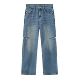 Men's Casual Side Holes Straight Leg Jeans