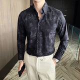 Men's Business Casual Slim British Floral Shirt