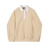 Men's Contrasting Color Loose Thick Lapel Pullover Top