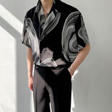 Men's Summer Geometric Print Drape Short Sleeve Shirt