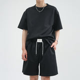Men's Two Piece Solid Color T-Shirt and Shorts Sports Set