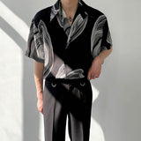 Men's Summer Geometric Print Drape Short Sleeve Shirt