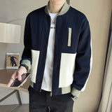 Men's Business Casual Solid Colorblock Slim Fit Jacket