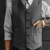 American Classic Retro Casual Tweed Coffee Houndstooth Vest