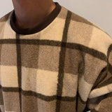 Vintage Plush Plaid Crewneck Sweater