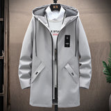 Men's Winter Long Hooded Jacket Business Overcoat Mid Length Trench Coat