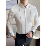 Men's Business Casual Slim Solid Color Lapel Shirt