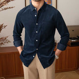 Men's Japanese Retro Casual Corduroy Long Sleeve Shirt