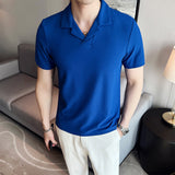 Men's Summer V-neck Business Slim Polo T-shirt