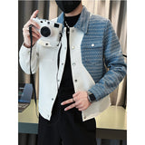 Men's Casual Colorblock Plaid Slim Jacket