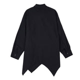 Men's Clothing Japanese Dark Irregular Hem Mid-length Long Sleeve Shirt