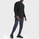 Men's Casual Sports Training Loose Pullover Round Neck Long Sleeve T-Shirt