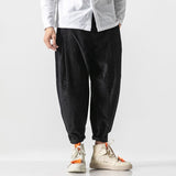 Men's Japanese Retro Casual Loose Solid Color Corduroy Pants