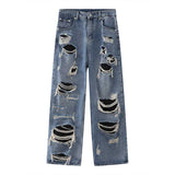 Men Retro Street Hip Hop Ripped Straight Jeans