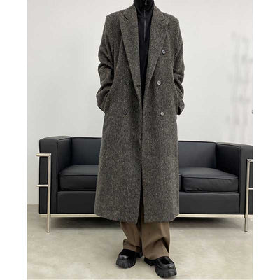 Thickened Mid-length Black Grey Trench Coat