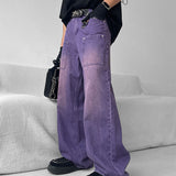 Men's Purple Purple Straight Loose Jeans