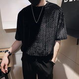 Men's Business Casual Black Round Neck Short Sleeve T-Shirt