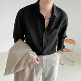 Men's Casual Drape Solid Color Long Sleeve Shirt