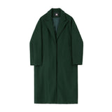 Men's Casual Thick Loose Dark Green Long Coat