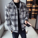 Men's Casual Business Plaid Cropped Wool Jacket