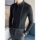 Men's Business Casual Slim Solid Color Lapel Shirt