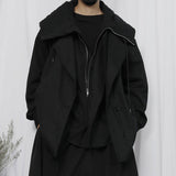 Black Hooded Loose Jacket