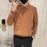 Men's Casual Business Solid Color Long Sleeve Shirt