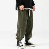 Men's Clothing Japanese Casual Elastic Waist Corduroy Cargo Pants