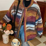 Retro Loose Gradient Knit Cardigan