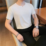 Men's Business British Summer Tight V-neck T-shirt