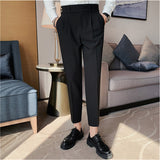 Men's Straight Leg High Waisted Pants Business Casual Slim Fit Dress Pants