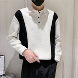 Men's Business Lapel Long Sleeve Paneled Sweatshirt