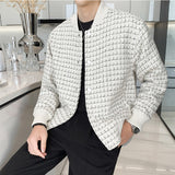 Men's British Casual Loose Solid Color Plaid Jacket