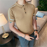 Men's Business Striped Short Sleeve Polot Shirt