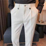 Men's Business Slim Fit Dress Pants Casual  Solid Color Trousers