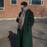 Men's Casual Thick Loose Dark Green Long Coat