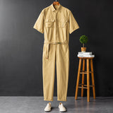 American Vintage Jumpsuits Short Sleeve Casual Stylish Rompers Coverall