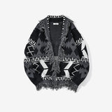 Japanese Retro Street Ripped Loose Knit Long Sleeve Cardigan