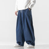 Men Casual Loose Straight Wide Leg Denim Harem Pants