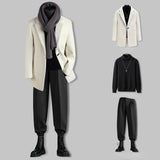 Casual Striped Mid-length Suit Collar Coat