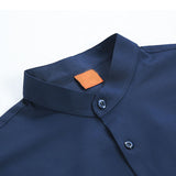 Men's Casual Stand Collar Solid Color Long Sleeve Shirt